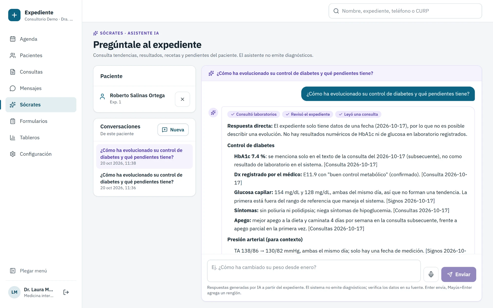 Sócrates, asistente de IA del expediente clínico